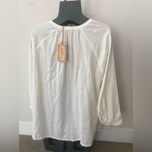 Fat Face/ Elegant White Women's L blouse with silver 🧵 brand new/ British design